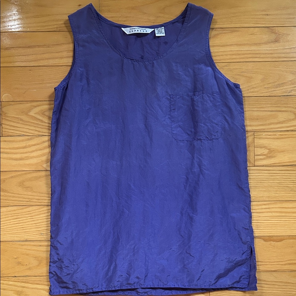 Vintage Late 1980s Express Deep Purple Silk Top